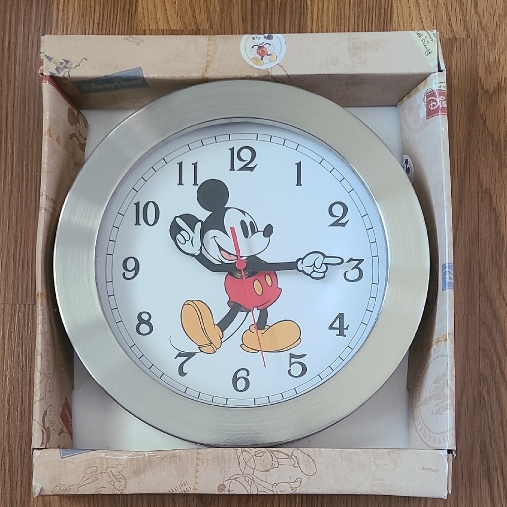 Disney Mickey Mouse Wall Clock - Silver and Black